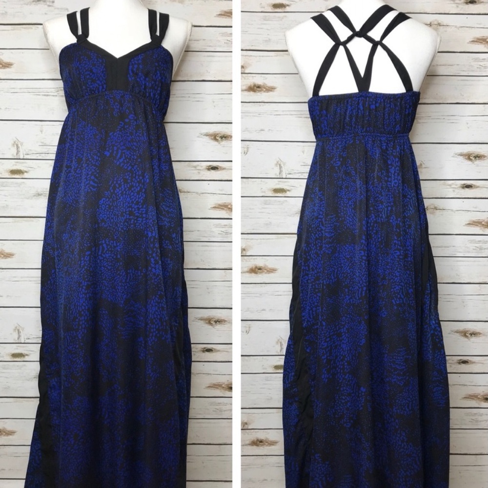 Express Royal Blue Cheetah Print Maxi Dress Size M